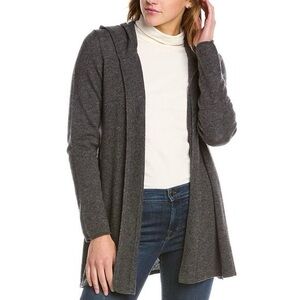 Forte Women's Gray Cashmere Hooded Cardigan Sweater Size S
